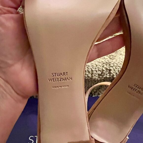 NWB Stuart Weitzman 100 Square Nudist Nude Suede Heels Sandals Shoes 8.5 M - Picture 10 of 11